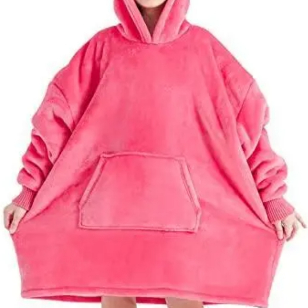 Touchat Oversize Sherpa Teddy Hoodie Blanket Jacket OS Cozy Fall Winter Lounging